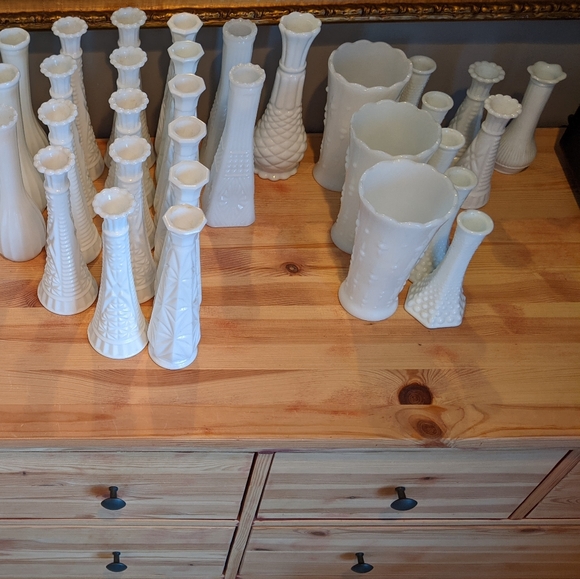 Lot of 40 Vintage Milk White Vases Wedding - Picture 12 of 16